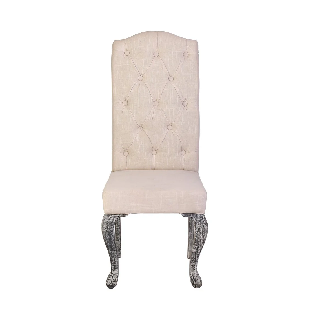 Beige Dining Chair with Silver Legs By Stories - Image 4