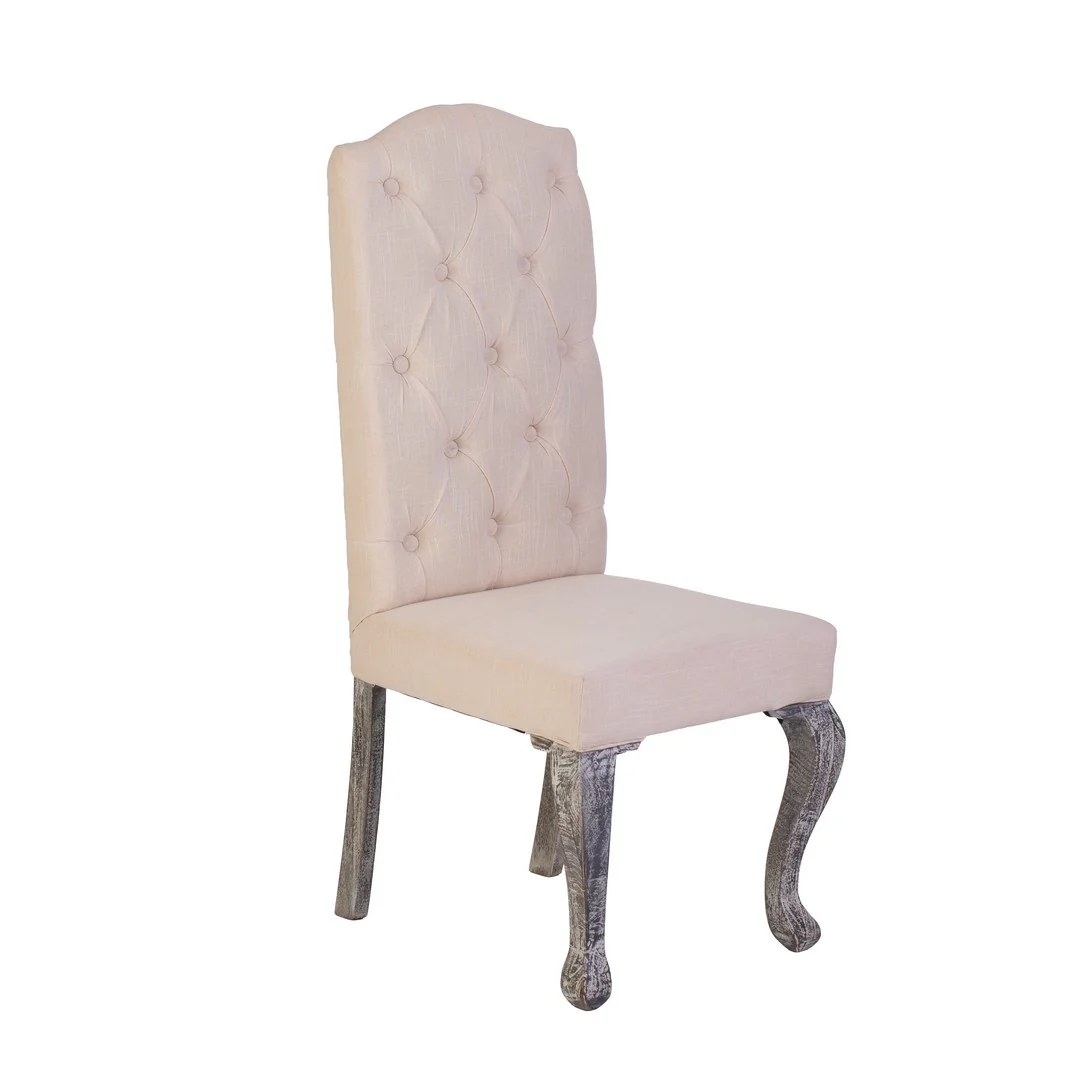 Beige Dining Chair with Silver Legs By Stories - Image 5