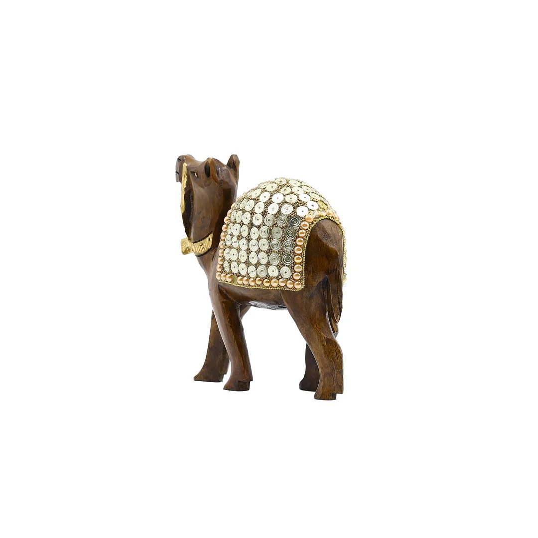 Wooden Camel Golden Spiral Work By Stories - Image 3