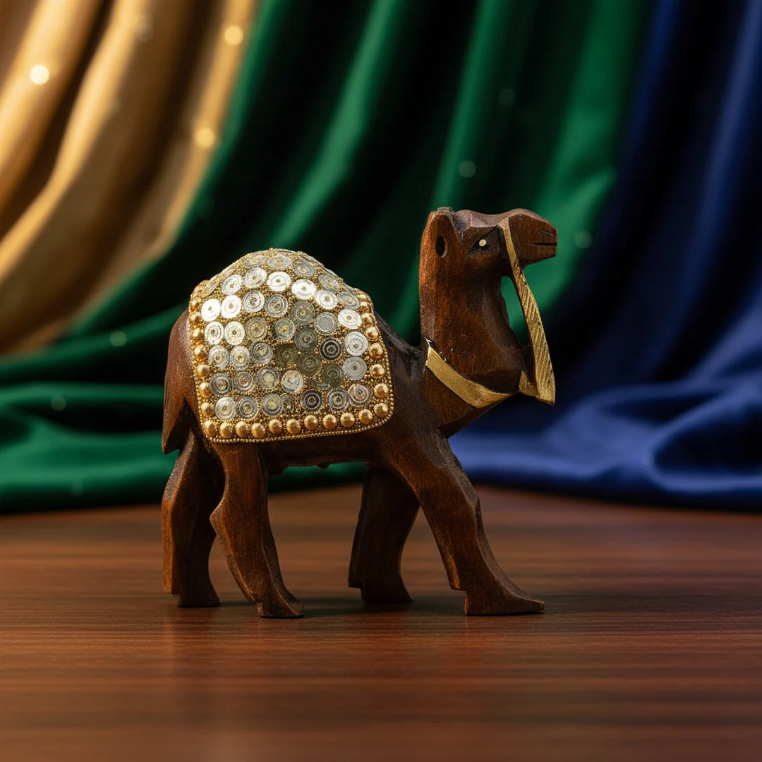 Wooden Camel Golden Spiral Work By Stories