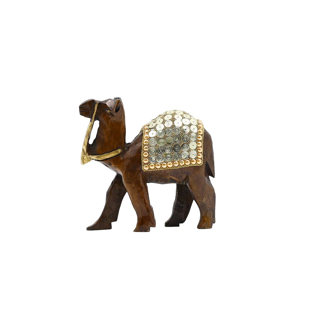 Wooden Camel Golden Spiral Work By Stories - Image 2