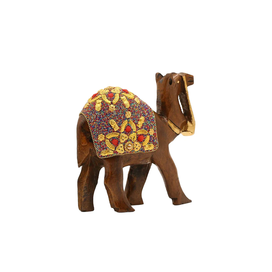 Wooden Camel Multi Color Beads W/Flower Work By Stories - Image 4