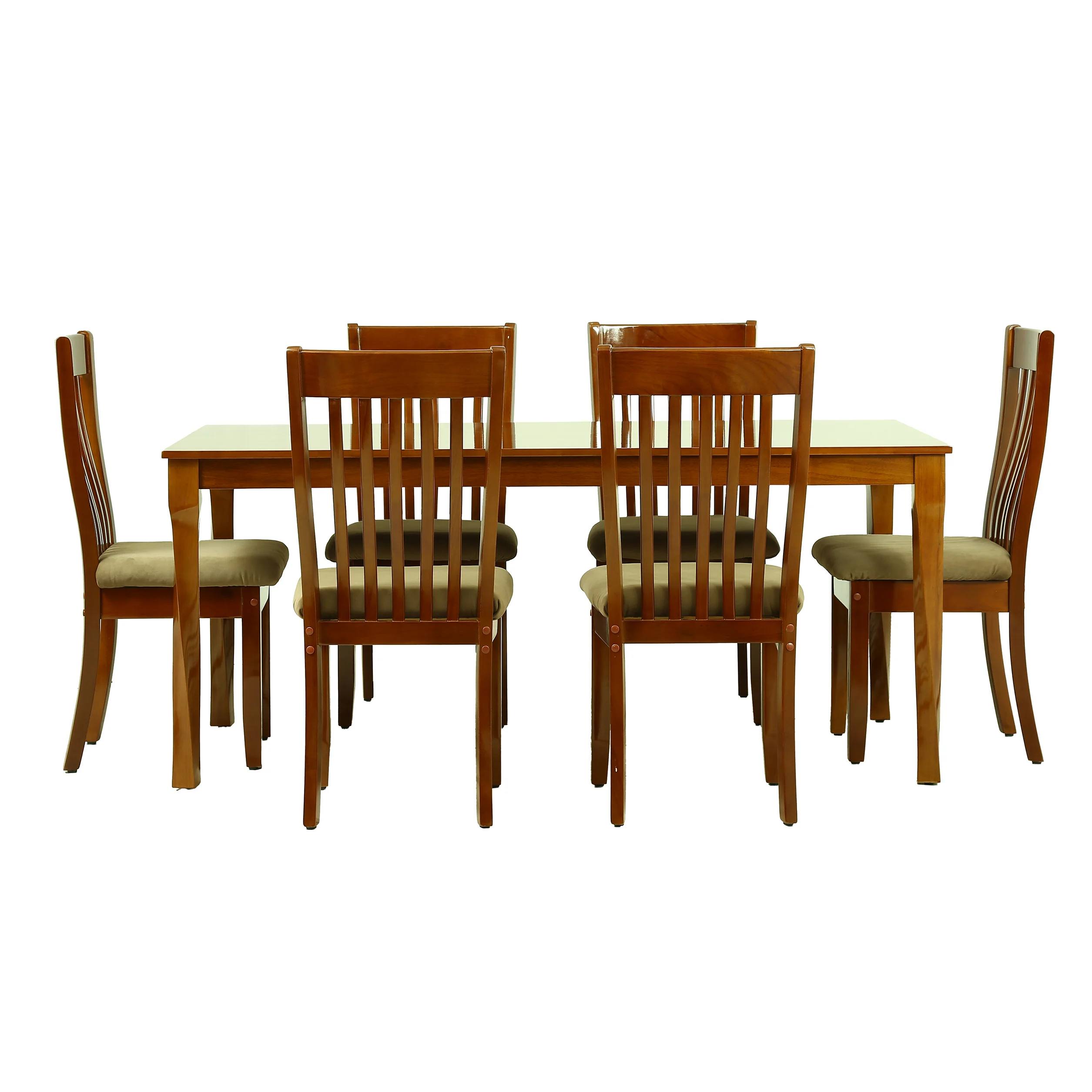 Chocolate 6 Seater Dining Table [Treated Rubberwood] - Image 7