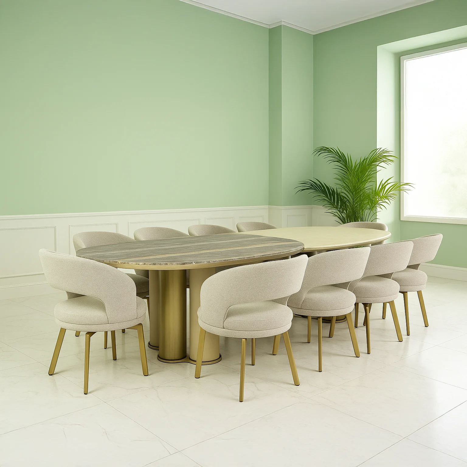 Fossey 10 Seater Dining Table Elegant Matt Apricot Tone By Stories