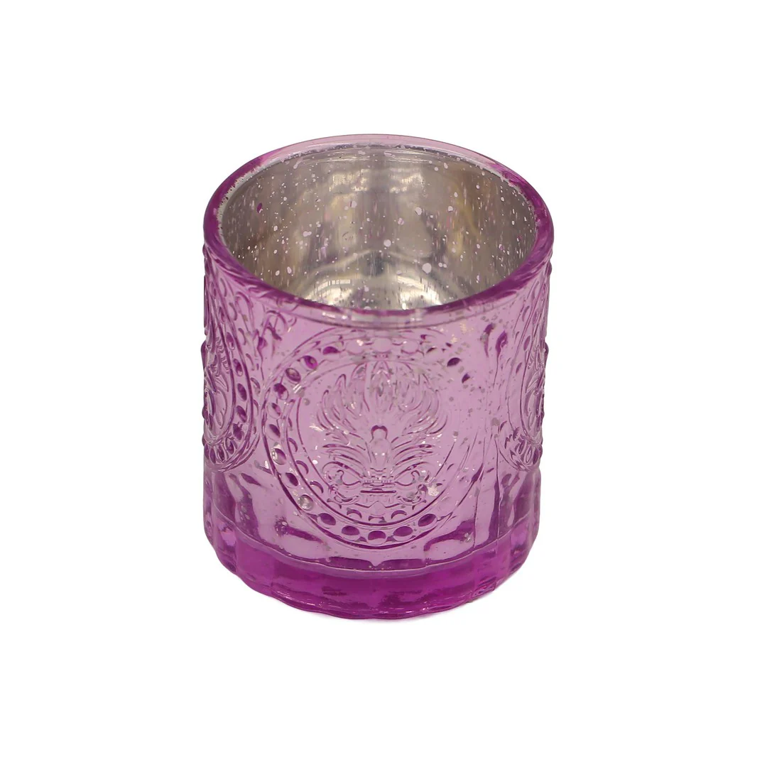 Purple Glass Candle Holder By Stories - Image 4