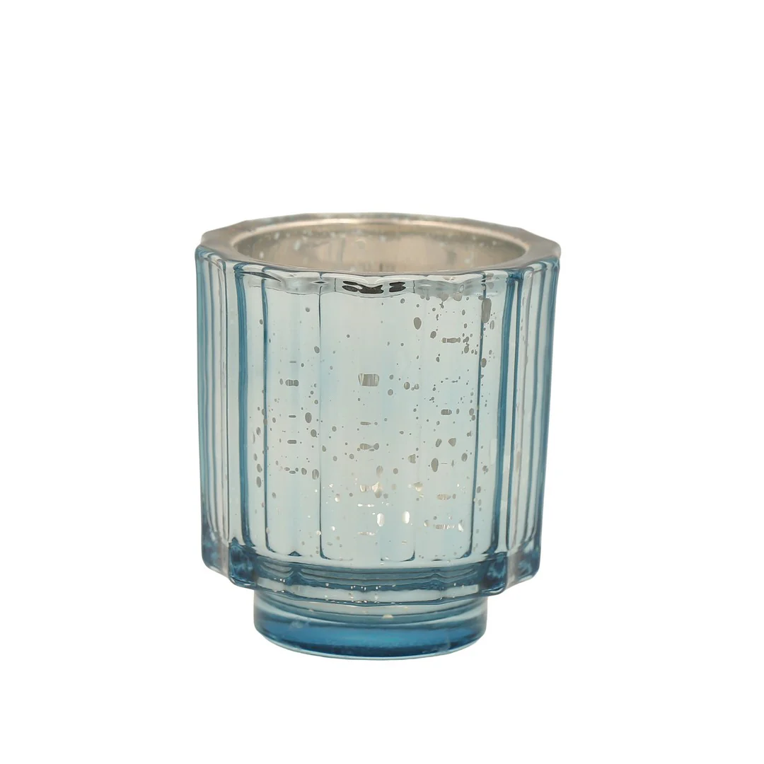 Blue Glass Candle Holder By Stories - Image 3