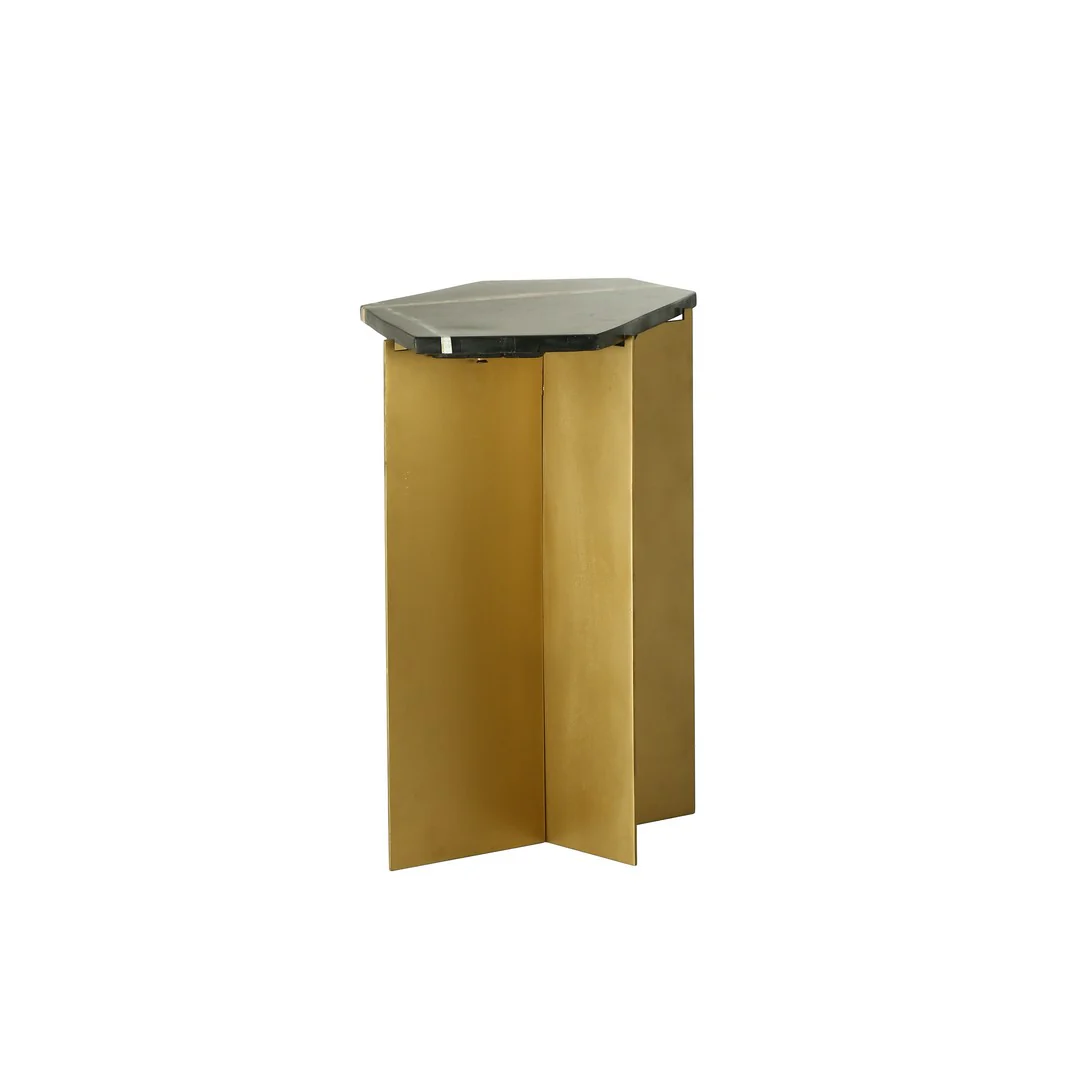 Iron Side Table with Marble Top By Stories - Image 3