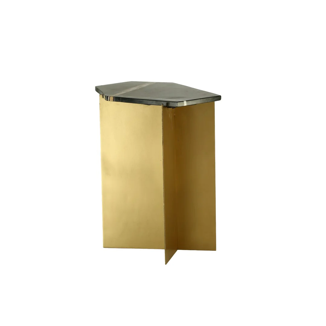 Iron Side Table with Marble Top By Stories - Image 4