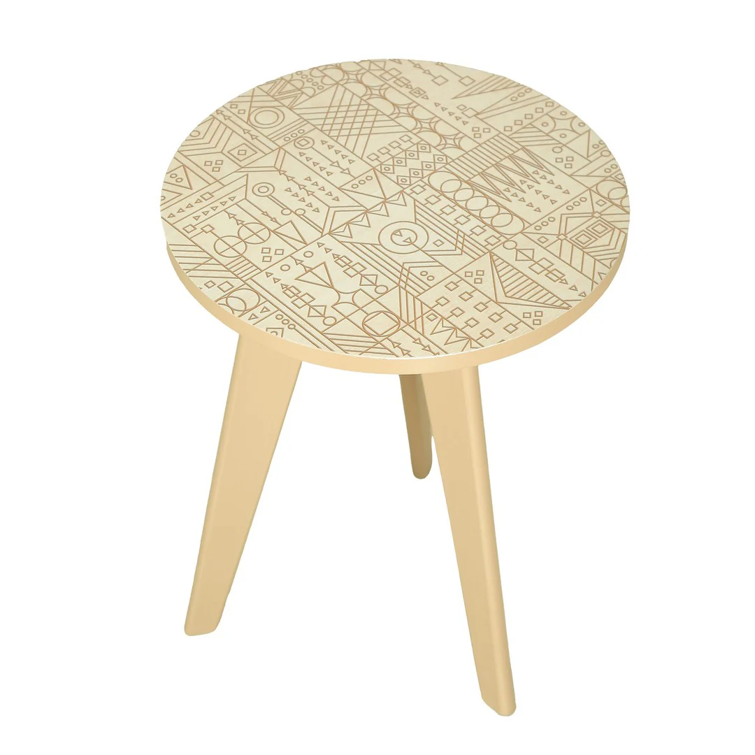 Round Tri Table Coffee U.V. Print Wood By Stories - Image 3