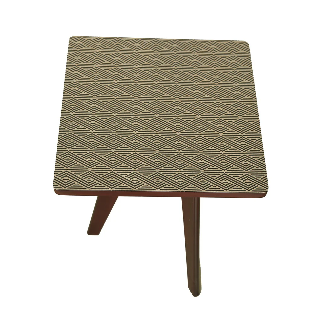 Square Tri Table aztec U.V. Print Wood By Stories - Image 4