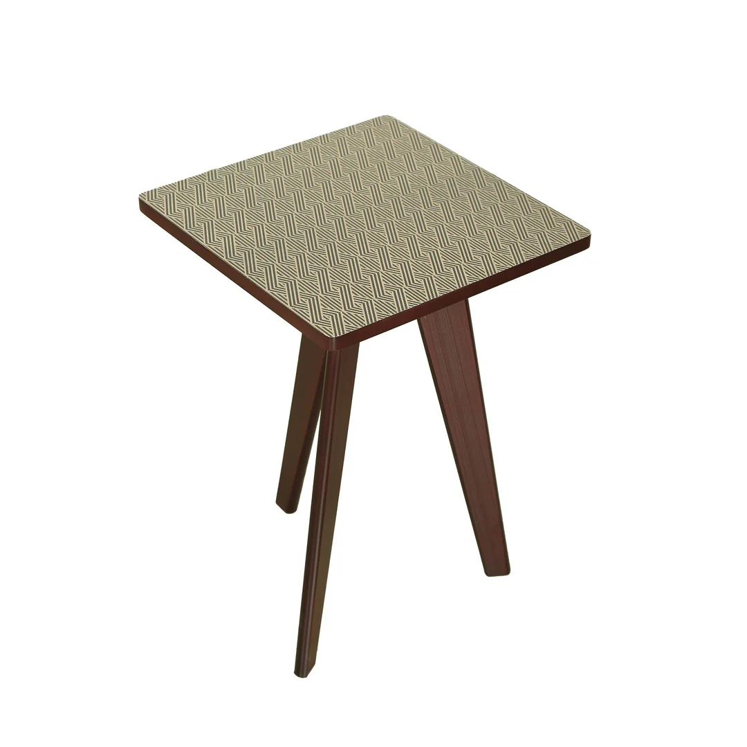 Square Tri Table aztec U.V. Print Wood By Stories - Image 6