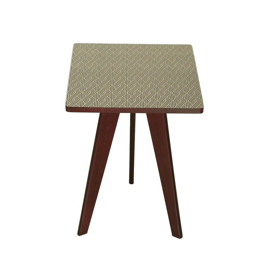Square Tri Table aztec U.V. Print Wood By Stories - Image 8