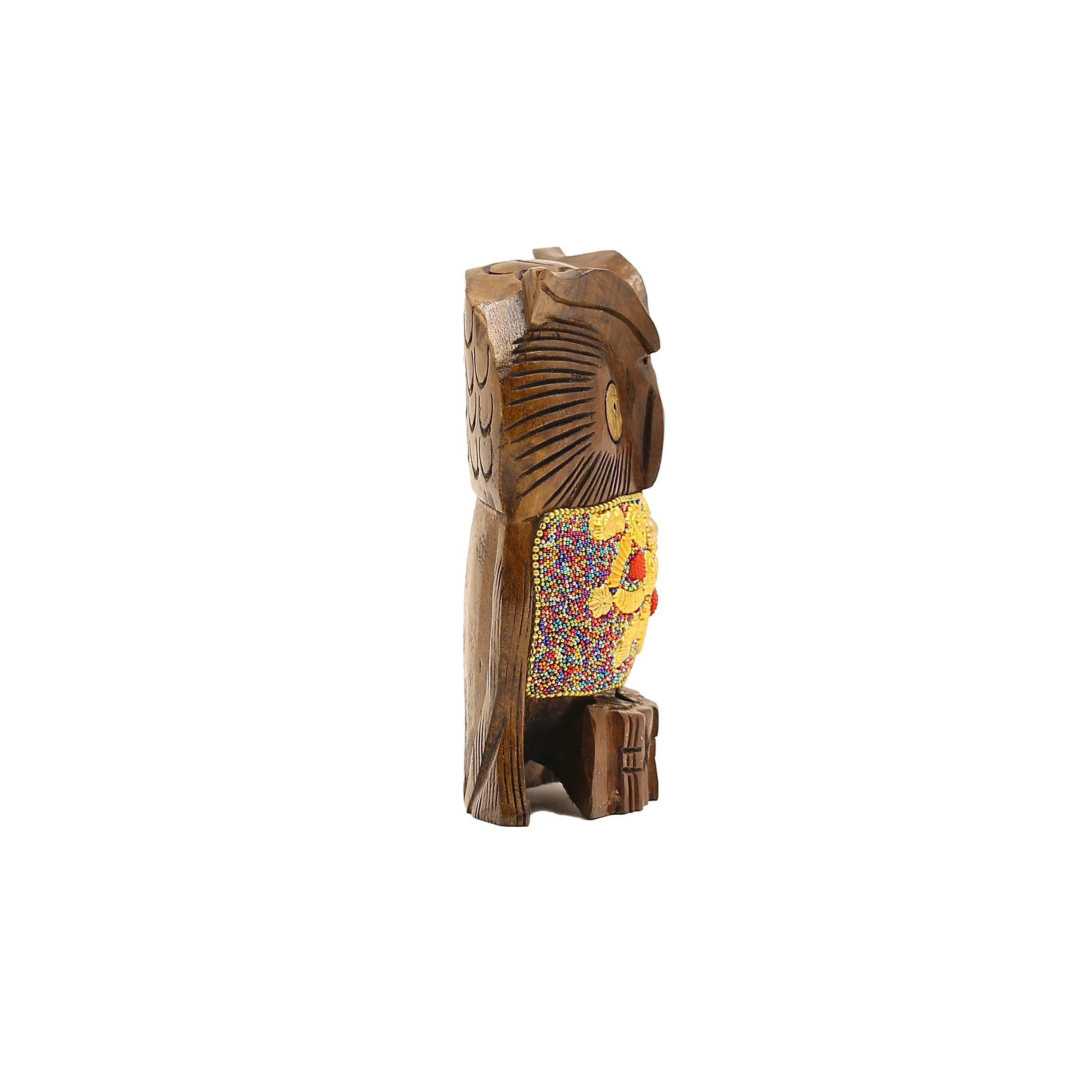Wooden Owl Multi Color Beads W/Flower Work - Image 4
