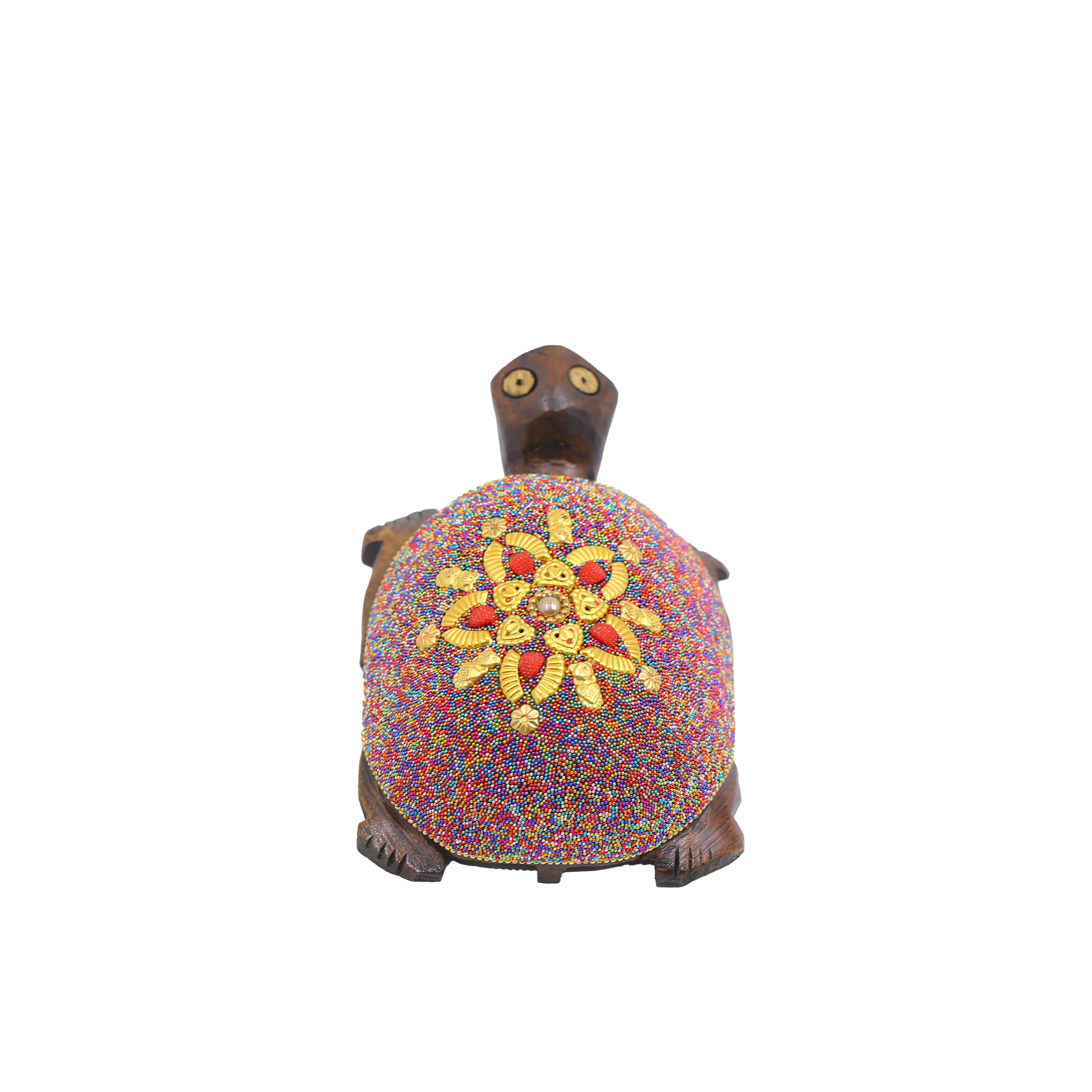 Wooden Turtle Multi Color Beads W/Flower Work - Image 3