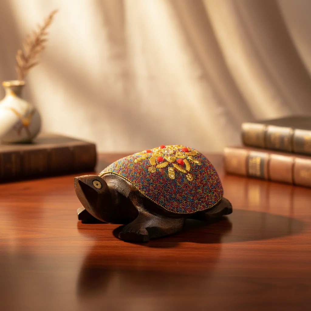 Wooden Turtle Multi Color Beads W/Flower Work - Image 4